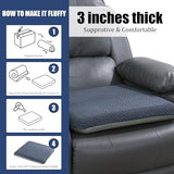 HOMBYS Tufted Furry Recliner Seat Cushion for Elderly Foam Curved Edge Large Square Seat Cushion (Grey)