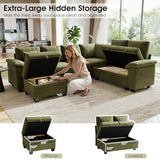 107.8" Modular Sectional Sleeper Sofa with Pull Out Bed, U Shaped 7 Seat Couch with 221L Storage