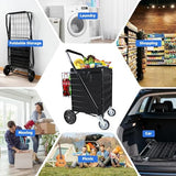 Folding Shopping Cart with Removable Waterproof Liner, 450LBS Capacity Grocery Cart with 39.5 Gal Dual Basket & 360° Swivel Wheels