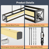 Glimchase 31.5" Rectangular Island Lights for Kitchen, 30W Black Linear Chandeliers for Dining Room Light Fixture, Farmhouse LED Dimmable Pendant Lighting for Kitchen Island Dining Room Bar Over Table