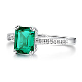MSBLUE® Size 7 2ct Lab Grown Emerald Engagement Ring, Rhodium Plated