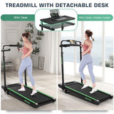 Treadmill with Desk Workstation & Adjustable Height, 450 LBS Weight Capacity, Folding Treadmill with 15% Incline, Bluetooth Speaker & App, Portable 3.5HP Walking Pad
