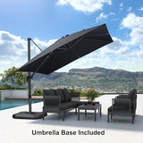 PURPLE LEAF 9.8' X 9.8' Tilting Patio Umbrella with Base Outdoor Cantilever Swivel Square Umbrella, Grey