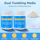 Large 10LB Rock Tumbler Grit and Polish Refill Kit - 4 Step Grits Polish Up to 70 LBS Rocks, Dual Tumbling Media (Ceramic & Plastic Pellets), Ideal for National Geographic, Koolstone &All Rock Tumbler