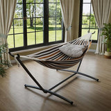 Garvee Double Hammock with Foldable Steel Stand and Carry Bag – Indoor/Outdoor Standing Hammock, 450 LBS Capacity, for Garden, Camping, Beach (Coffee)