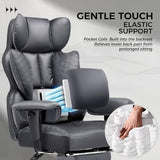 COMHOMA Big and Tall Office Chair Heavy Duty Wide Ergonomic Gaming Chair with Deluxe Embossing Designed Leather with Foot Rest,150°Reclining Adjustable Armrests Pocket Spring Back Support and Pillow