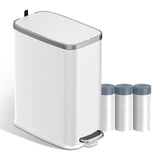 Stainless Steel Bathroom Trash Can with Lid Soft Close,1.6 Gallon Slim Garbage can