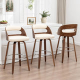 WUPOTO Mid Century Bar Stools with Walnut Bentwood Frame, 29.5" Bar Height