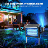 OnBeam Solar Bug Zapper Outdoor with Projector Lights, Mosquito Zapper Waterproof Electric Fly Zapper Rechargeable with 10W Solar Panel, 4500V Cordless Fly Trap for Backyard, Patio, Garden, Camping