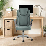 SEATZONE Cyan Office Chair Ergonomic Desk Chair with Lumbar Support, Flip-Up Arms, Adjustable Swivel Computer Chair with Wheels