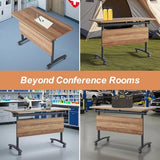 Modern Conference Table,4PCS Folding Conference Table with 360°Mobile Wheels,Office Conference Room Table for 4-6 Person