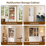 Vyre 71" Tall Modular Farmhouse Bookcase with Glass Doors & Drawers