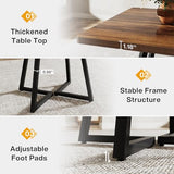 Industrial Dinner Table with Metal Base, Kitchen Table for Dining Room, Small Space, Apartment