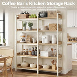 GTPLAYER 5-Tier Corner Bookshelf, L-Shaped Metal Frame Shelf with Tall 14" Shelves, Plant Stand and Storage Rack for Small Spaces, Living Room and Home Office, Light Oak