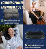 Zyllion Shiatsu Back and Neck Massager with Heat - Cordless Rechargeable 3D Electric Kneading Deep Tissue Massage Pillow for Muscle Pain Relief, Black, ZMA-13RB