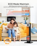 Space Heater with Thermostat, Oscillating Ceramic Tower Heater for Large Room, Timer and Remote Control, 1500W Fast Heating, 3D Realistic Flame, Overheat Protection, Digital Display, 33 Inches