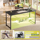 PRAISUN 55 Inch Computer Desk, Home Office Desk with Spacious Desktop, Modern Gaming Desk