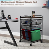 EasyPAG 3-Tier Rolling File Cart with 1 Large & 2 Small Baskets – Adjustable Hanging Organizer