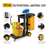 Commercial Traditional Cleaning 3-Shelf Janitorial Cart, 500 Lbs Capacity Housekeeping Cart