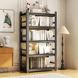 5-Tier Bookshelf, Metal Bookcase with Adjustable Storage Shelves
