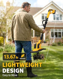 DEGGE Tiller, Cordless Tiller Cultivator with 48 Steel Tines, 9 inch Tilling Width and 6.7 inch Depth, 2 x 3.0Ah 21V Batteries & Charger, Gardening Tools