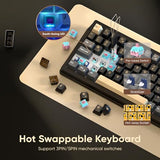 Wireless Mechanical Keyboard, TFT Screen & Knob, Tri-Mode BT5.0/2.4GHz/USB-C Hot Swappable Custom