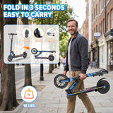 Aolorozo Electric Scooter for Kids, 250W Motor, Up to 10 MPH & 12 Miles, 8" Solid Tires, Foldable Kick Scooter with Dual Brakes System & Front Suspension, 4-Level Height Adjustable, UL2272 Certified