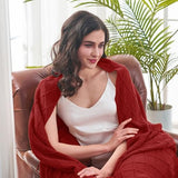 inhand Pomegranate Red Knitted Throw Blanket for Couch Bed, Mothers Day/Mom Birthday Gifts for Mom from Daughter Son, Soft Lightweight with Tassels, Farmhouse Decorative Blanket for Women, 50"x60"
