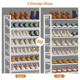 NEYCIL Large Shoe Rack 10 Tier Shoe Organizer, Heavy Duty Metal 5-Tier Stackable Shoe Storage Vertical Shoe Rack for Closet Front Door Entrance, Up to 62 Pairs, 44.8" W x 11.4" D x 71.2" H, White