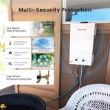 GASLAND BS211 Outdoor Portable Gas Water Heater 2.11 GPM, 8L Instant Propane Water Heater for RV Camping Cabin Boat, Overheating Protection, Easy to Install, White