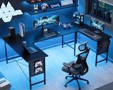 Pamray 71 Inch Large Computer Desk with Power Outlets,U Shaped Corner Desk for Home Office