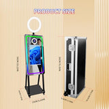 Black Mirror Photo Booth with Instant Printer, Ring Light and Flight Case