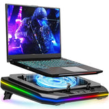 PRO Gaming Laptop Cooling Pad, RGB Laptop Cooler Stand with Powerful Turbofan (3500 RPM), Height Adjustable Laptop Fan Cooling Pad