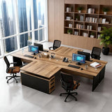 GT BLACK TURNSTONE 63" L Shaped Executive Desk, Modern Office Desk with 3 Drawers