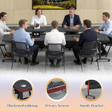 Modern Conference Table, Folding Conference Room Table with Rolling Wheels, Stackable Flip Top Mobile Training Table Modular Seminar Meeting Tables for Office