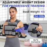 VBSD Adjustable Weighted Vest for Women Men 4-10LB Vest with 6 Ironsand Weights Body Weight Vest with Reflective Strip, Grey