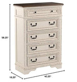 Signature Design by Ashley Realyn Dresser Chest Of Drawers, Two‑Tone Cottage Style Bedroom Dresser With Smooth‑Gliding Drawers, Wood Construction For Kids And Adult Bedrooms, Chipped White