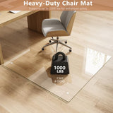 Tempered Glass Chair Mat for Carpet & Hard Floor, 46"x46" Office Chair Mat - Heavy Duty & Scratch Resistant
