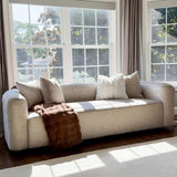 Luxury Modern Tight Curved Back Velvet Sofa, Minimalist Style Comfy Couch for Living Room Apartment