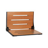Seachrome SHAF-185155-PTS-S-MB Lifestyle & Wellness Silhouette Folding Wall Mount Shower Bench, Teak Seat with Matte Black Frame