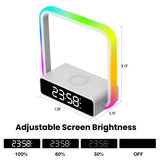 AGEK Digital Alarm Clock Wireless Charger, Dimmable Small Bedside Lamp with Alarm Clock for Bedrooms Home Office Touch Control RGB Night Light Nightstand Lamp for Men Teen