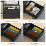 SEDETA Computer Desk with 5 Drawer, Power Outlet & Led Lights, 66'' Home Office