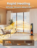 Space Heater - 1500W PTC Heaters for Indoor Use - Portable Heater with Thermostat and Remote - Room Heaters with 70° Oscillation - Quiet for Office, Bedroom, Room 8 Safety Protections