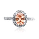 Oseew Customs Morganite Halo Engagement Ring Morganite Halo Engagement Rings Ovel Gemstones Rose gold morganite ring halo (white gold)