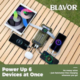 BLAVOR Solar Power Bank 20000mAh Built-in Cables, Wireless Charger for Apple Watch, 20W Fast Charging Battery Pack with USB C, Flashlight, Solar Charger for iPhone, iPad, iWatch, Samsung