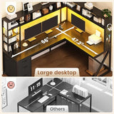 SEDETA L Shaped Gaming Desk with Storage Shelves and Hutch, Convertible 94.5" Computer Desk with Drawers