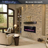 68 inch Electric Fireplace Recessed and Wall Mounted Insert