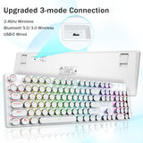 Redragon K710 Wireless Typewriter Mechanical Gaming Keyboard, Bluetooth/2.4Ghz/Wired, RGB LED Backlit