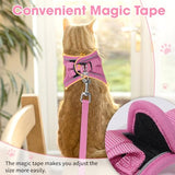 NCMAMA Cat Harness and Leash Set for Walking Escape Proof, Soft Adjustable Kitten Harness Breathable Mesh with Reflective Strips Harness for Kitty Puppy Bunny(Pink,XS)