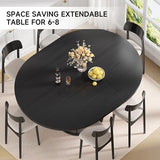 DHH 47"-63" Extendable Round Dining Table for 4–8 with Storage